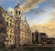 Jan van der Heyden, Amsterdam, Dam Square with the Town Hall and the Nieuwe Kerk